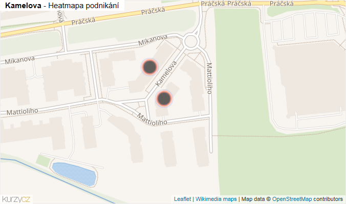 Mapa Kamelova - Firmy v ulici.