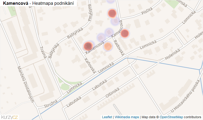Mapa Kamencová - Firmy v ulici.