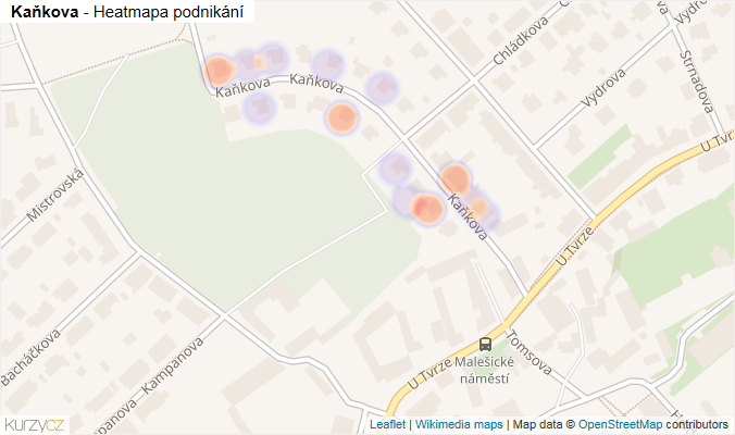 Mapa Kaňkova - Firmy v ulici.