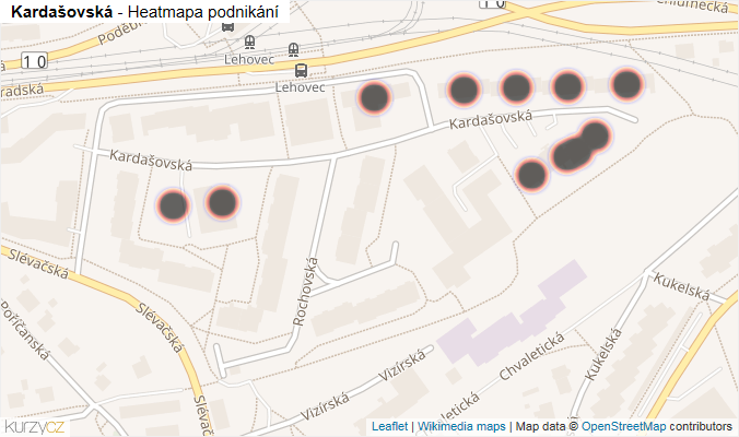 Mapa Kardašovská - Firmy v ulici.