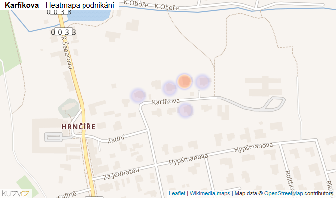Mapa Karfíkova - Firmy v ulici.