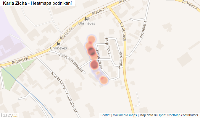 Mapa Karla Zicha - Firmy v ulici.