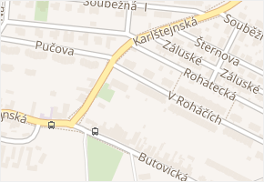 Karlštejnská v obci Praha - mapa ulice