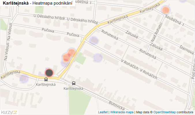 Mapa Karlštejnská - Firmy v ulici.