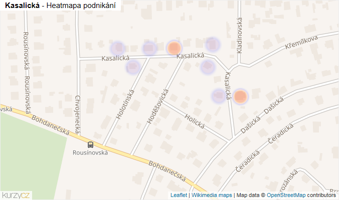 Mapa Kasalická - Firmy v ulici.
