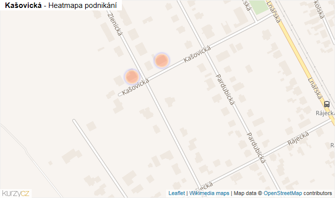 Mapa Kašovická - Firmy v ulici.