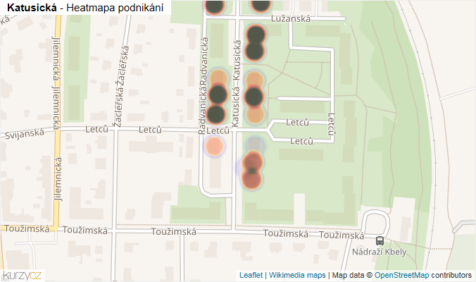 Mapa Katusická - Firmy v ulici.