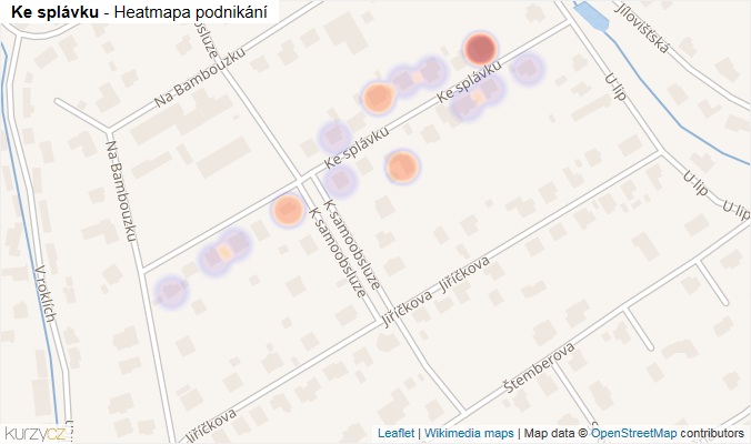 Mapa Ke splávku - Firmy v ulici.