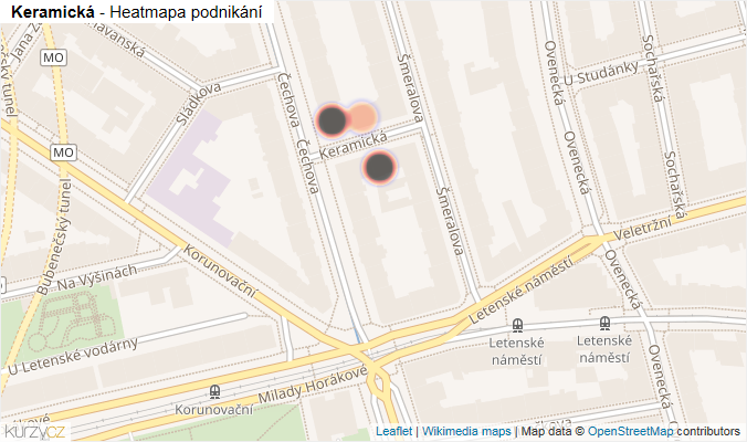 Mapa Keramická - Firmy v ulici.