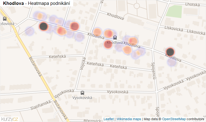 Mapa Khodlova - Firmy v ulici.