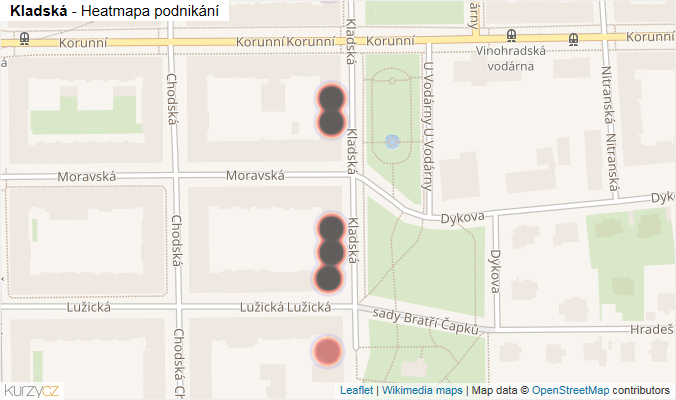 Mapa Kladská - Firmy v ulici.