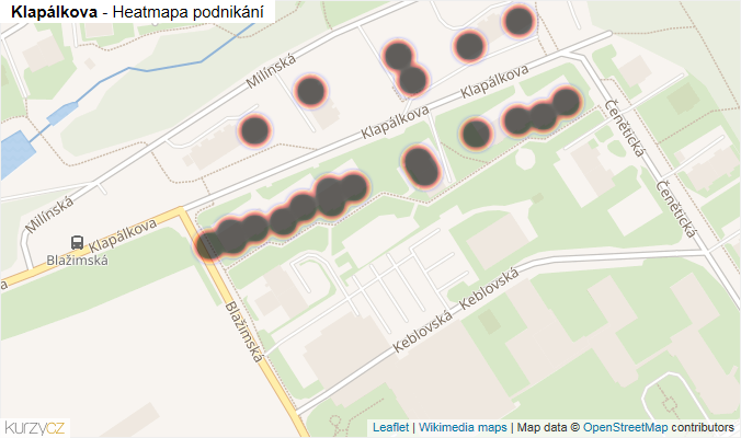 Mapa Klapálkova - Firmy v ulici.