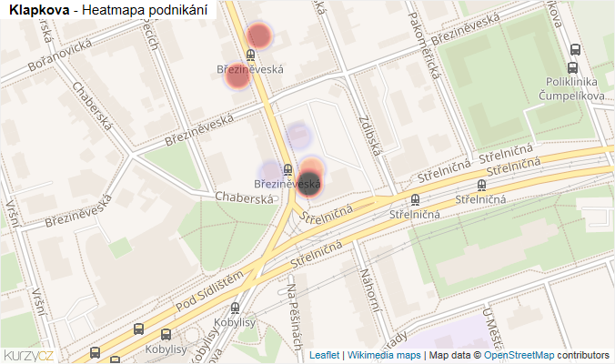 Mapa Klapkova - Firmy v ulici.