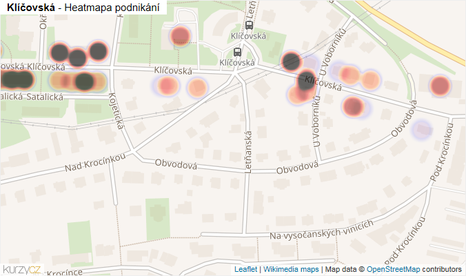 Mapa Klíčovská - Firmy v ulici.