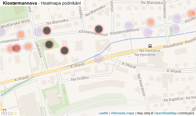 Mapa Klostermannova - Firmy v ulici.