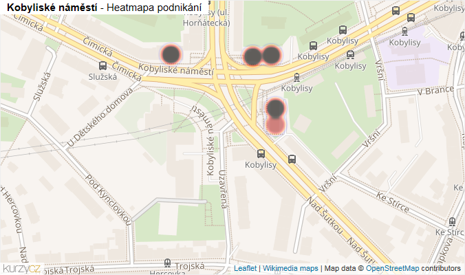 Mapa Kobyliské náměstí - Firmy v ulici.