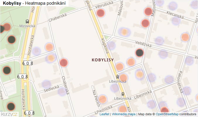 Mapa Kobylisy - Firmy v části obce.