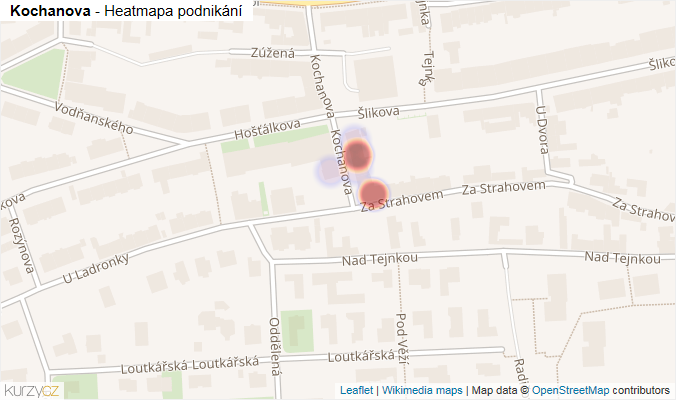 Mapa Kochanova - Firmy v ulici.