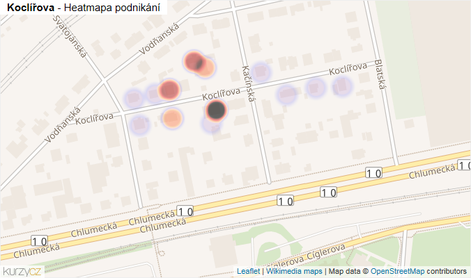 Mapa Koclířova - Firmy v ulici.