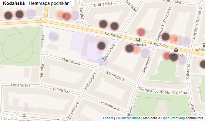Mapa Kodaňská - Firmy v ulici.