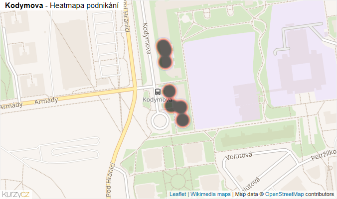 Mapa Kodymova - Firmy v ulici.