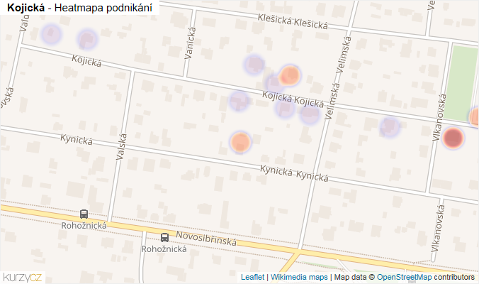Mapa Kojická - Firmy v ulici.