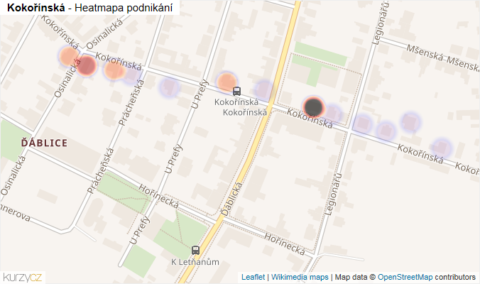 Mapa Kokořínská - Firmy v ulici.