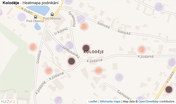 Mapa Koloděje - Firmy v části obce.