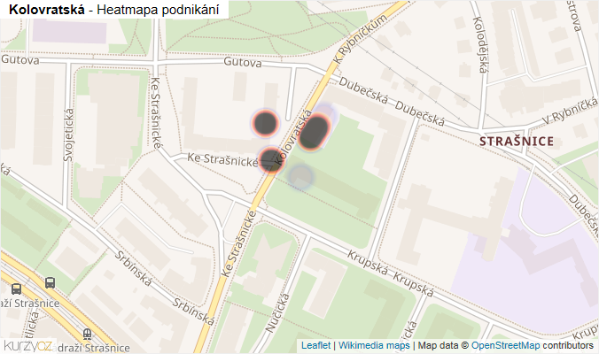 Mapa Kolovratská - Firmy v ulici.