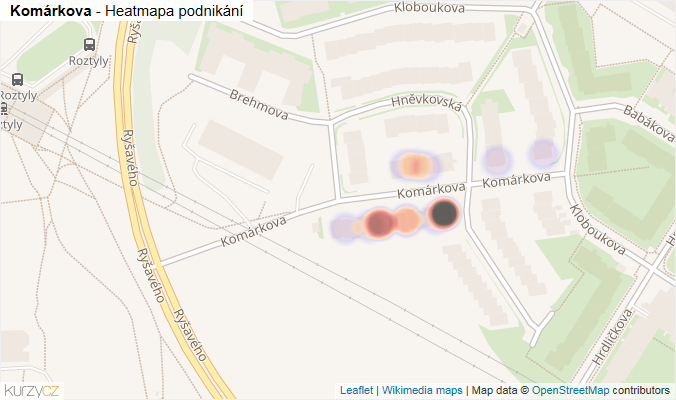 Mapa Komárkova - Firmy v ulici.