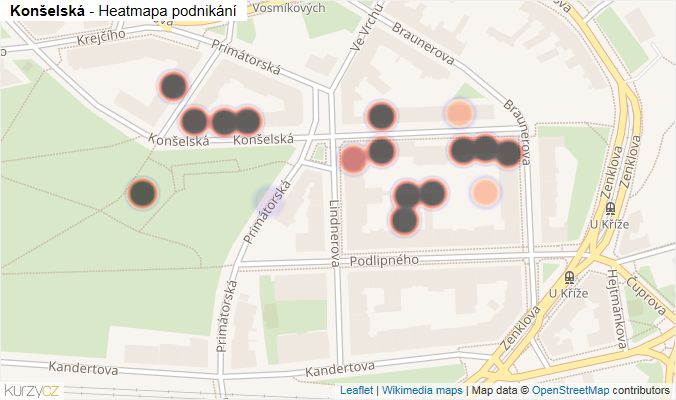 Mapa Konšelská - Firmy v ulici.