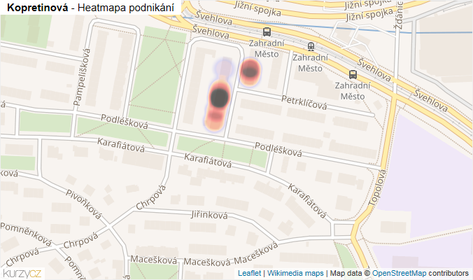 Mapa Kopretinová - Firmy v ulici.