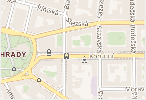 Korunní v obci Praha - mapa ulice