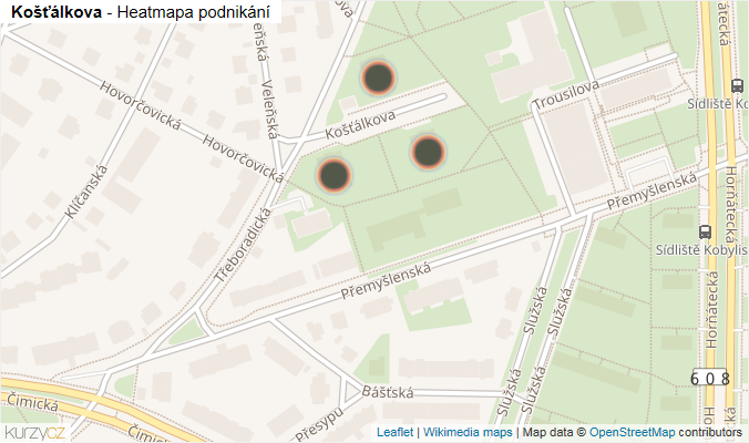 Mapa Košťálkova - Firmy v ulici.