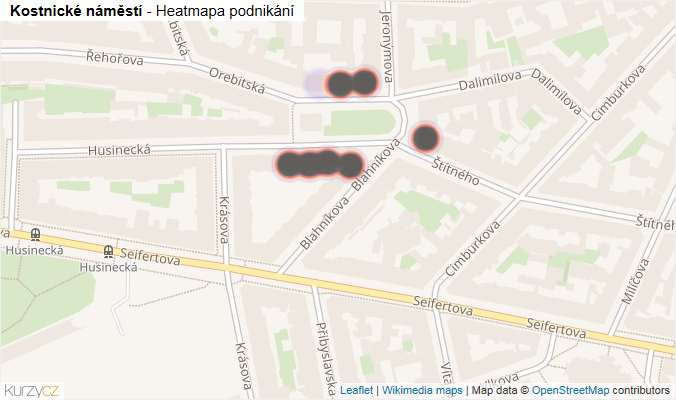 Mapa Kostnické náměstí - Firmy v ulici.