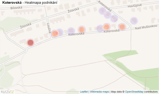 Mapa Koterovská - Firmy v ulici.