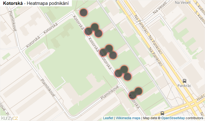 Mapa Kotorská - Firmy v ulici.