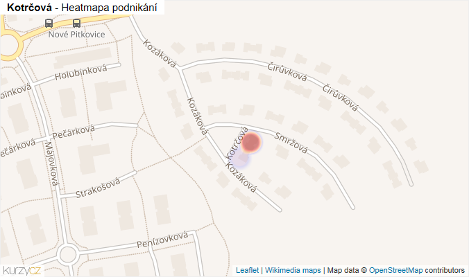 Mapa Kotrčová - Firmy v ulici.