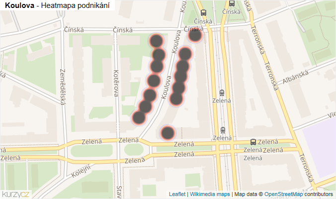 Mapa Koulova - Firmy v ulici.