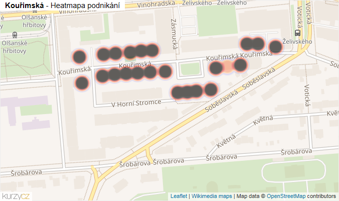 Mapa Kouřimská - Firmy v ulici.