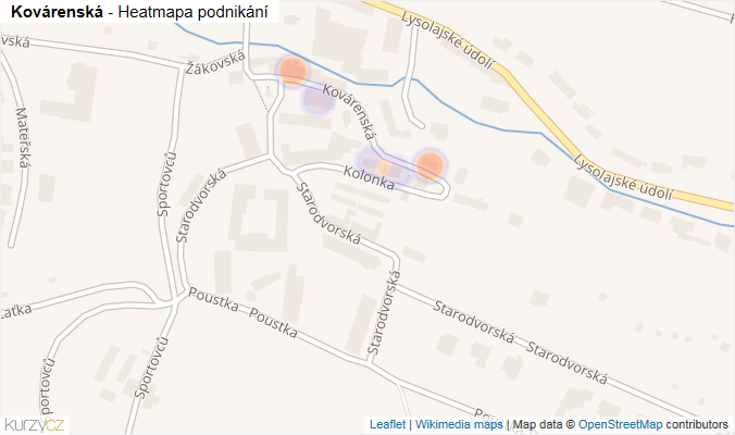 Mapa Kovárenská - Firmy v ulici.