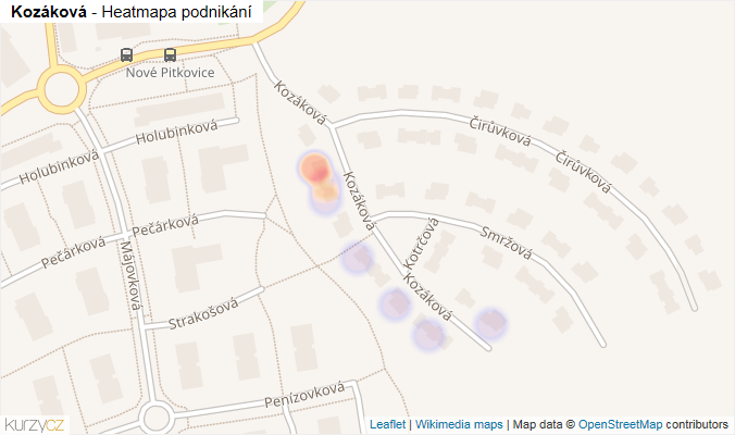 Mapa Kozáková - Firmy v ulici.