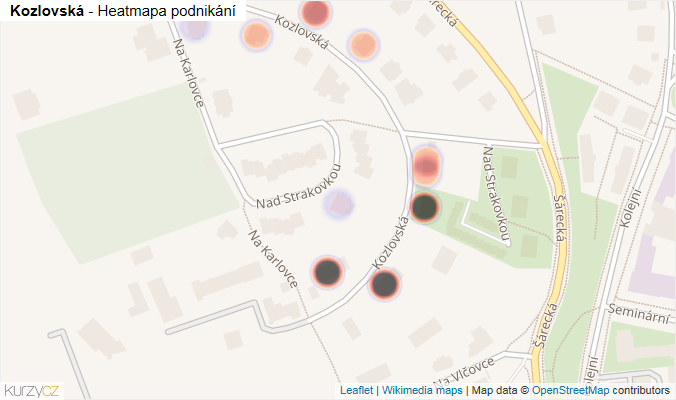 Mapa Kozlovská - Firmy v ulici.