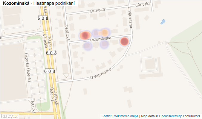 Mapa Kozomínská - Firmy v ulici.