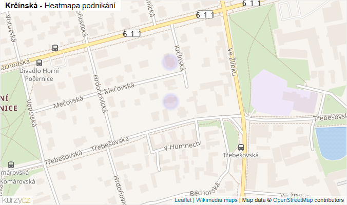 Mapa Krčínská - Firmy v ulici.