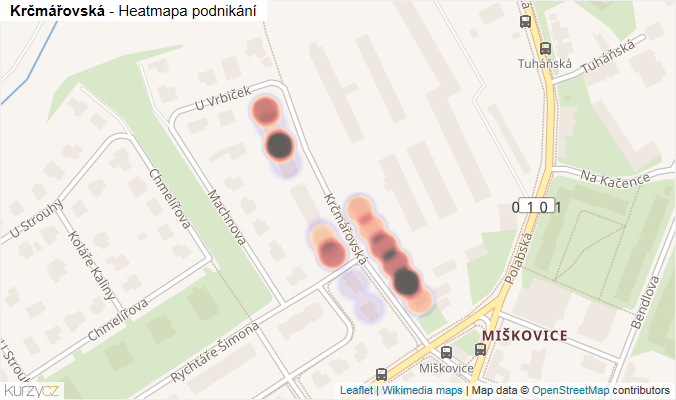 Mapa Krčmářovská - Firmy v ulici.