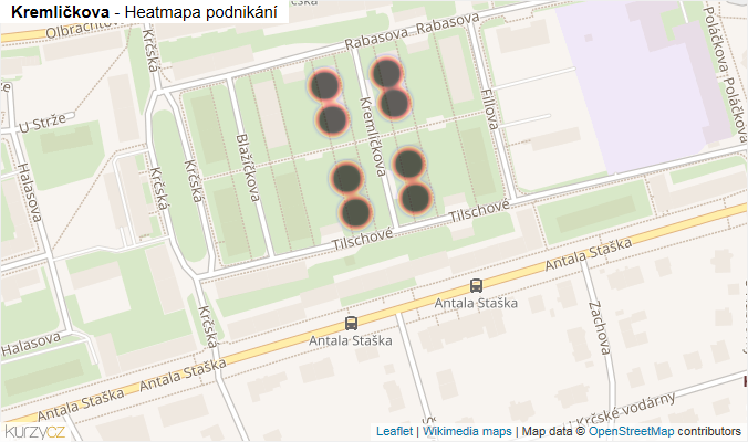 Mapa Kremličkova - Firmy v ulici.