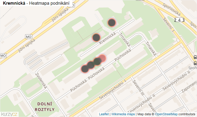 Mapa Kremnická - Firmy v ulici.