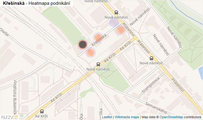 Mapa Křešínská - Firmy v ulici.