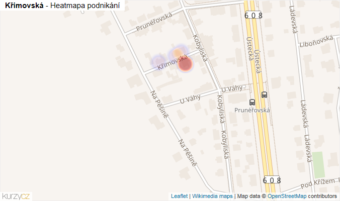Mapa Křimovská - Firmy v ulici.